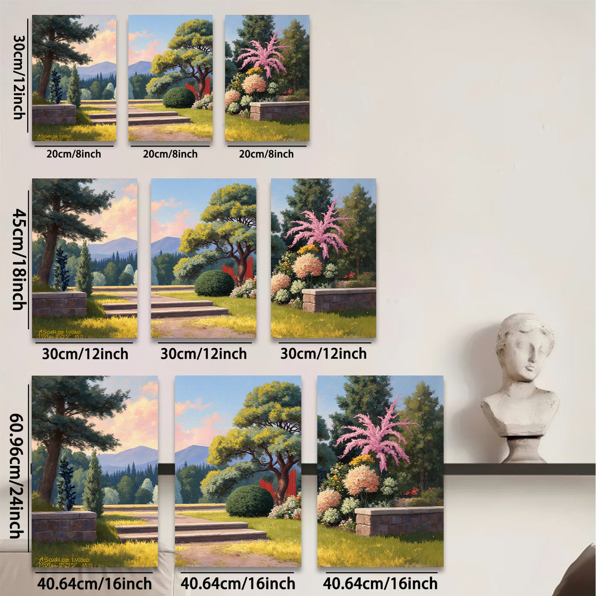 2D flat 1pc Garden Pathway Sunshine Landscape Wall Art Prints Home Decor Living Room Bedroom Office Modern Farmhouse Style Canvas Pictures