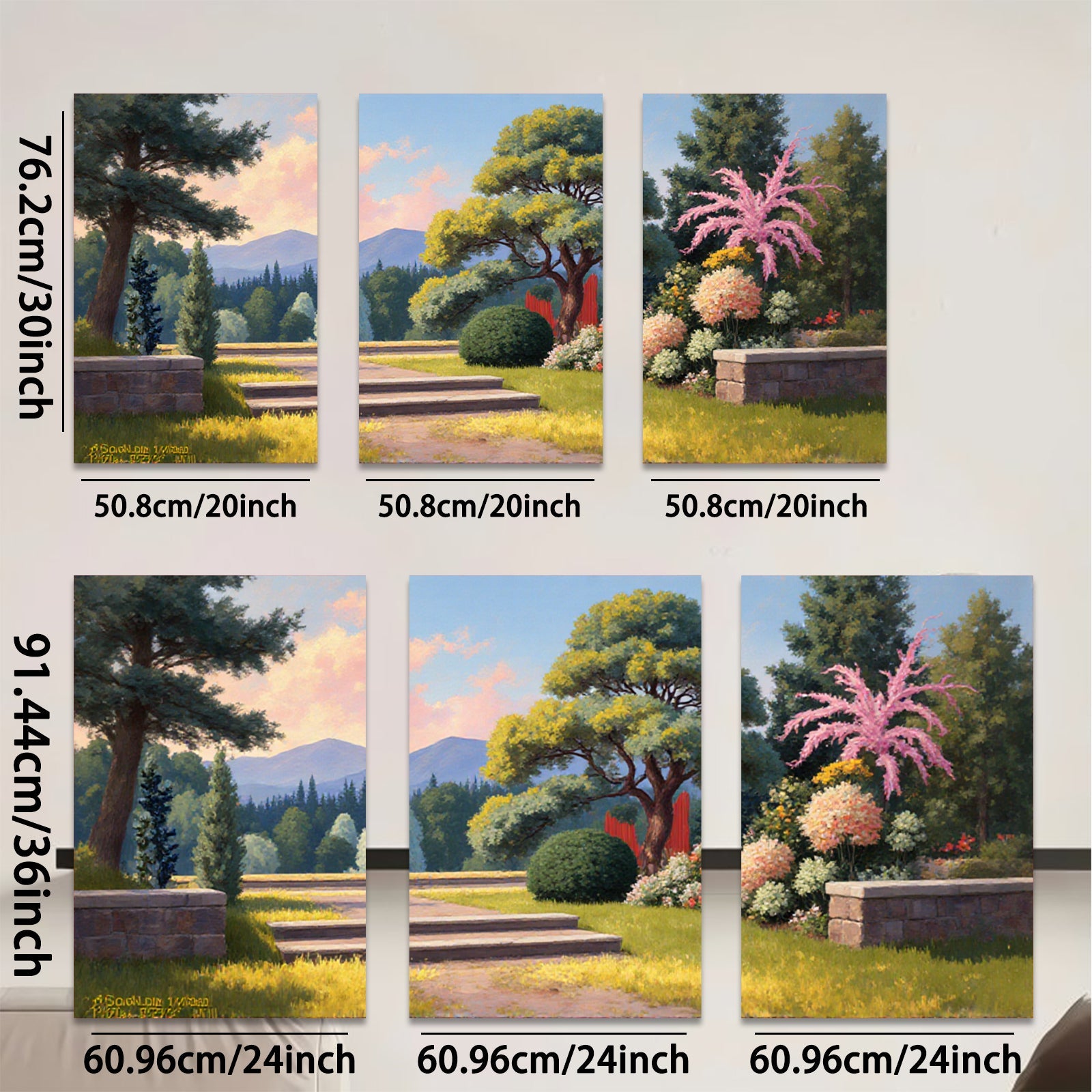 2D flat 1pc Garden Pathway Sunshine Landscape Wall Art Prints Home Decor Living Room Bedroom Office Modern Farmhouse Style Canvas Pictures