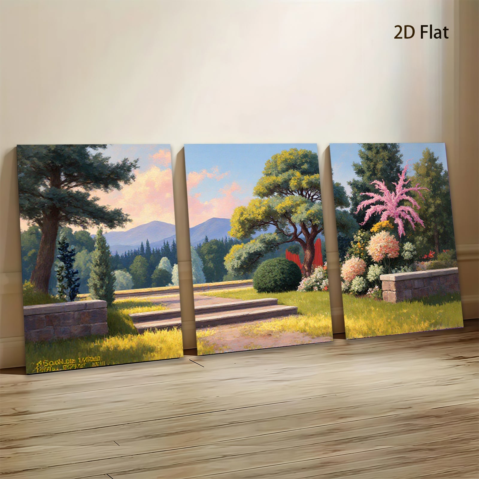 2D flat 1pc Garden Pathway Sunshine Landscape Wall Art Prints Home Decor Living Room Bedroom Office Modern Farmhouse Style Canvas Pictures