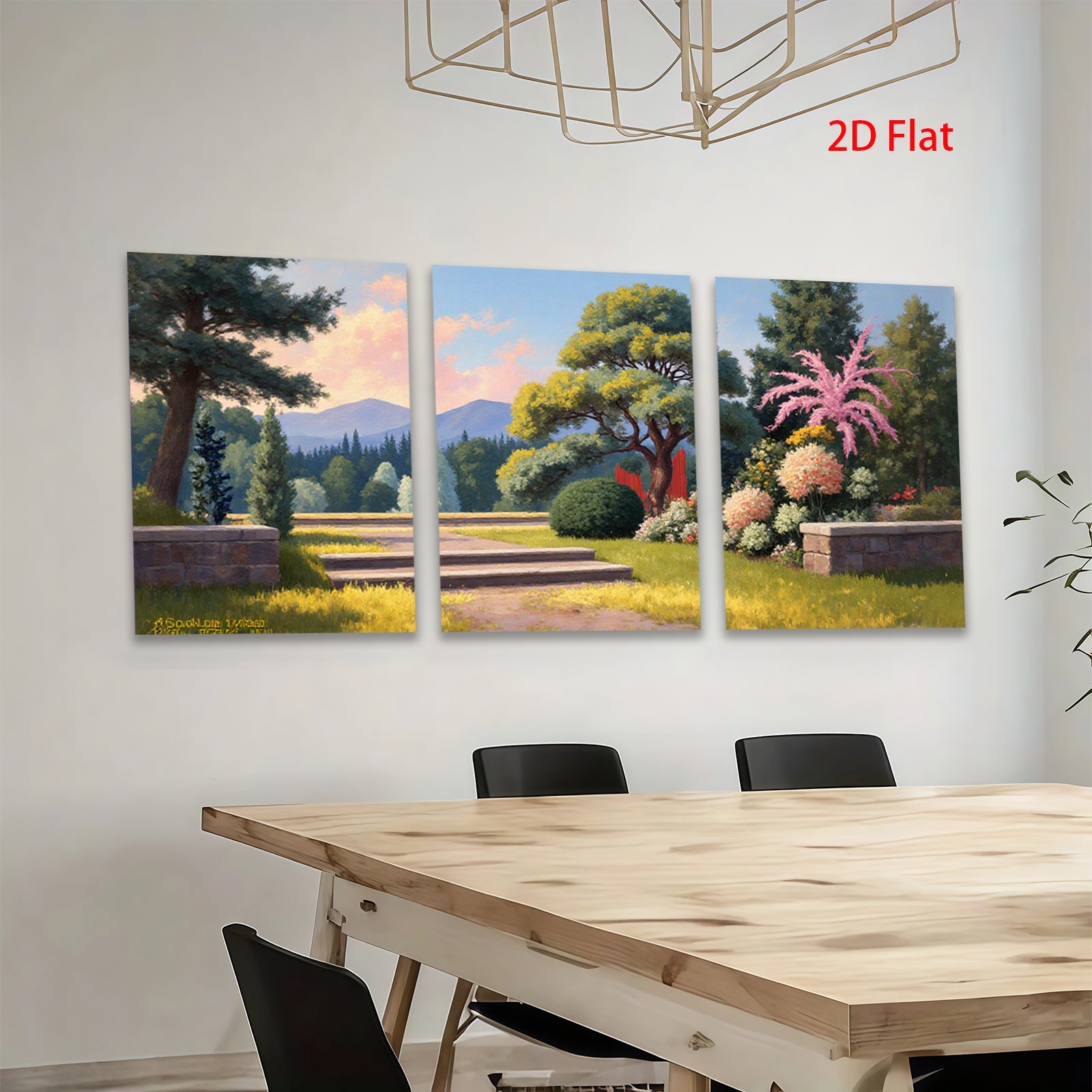 2D flat 1pc Garden Pathway Sunshine Landscape Wall Art Prints Home Decor Living Room Bedroom Office Modern Farmhouse Style Canvas Pictures