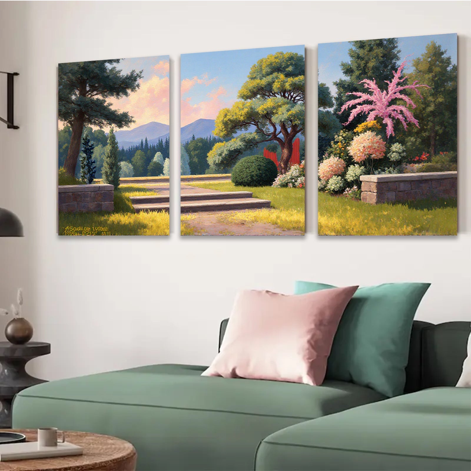 2D flat 1pc Garden Pathway Sunshine Landscape Wall Art Prints Home Decor Living Room Bedroom Office Modern Farmhouse Style Canvas Pictures