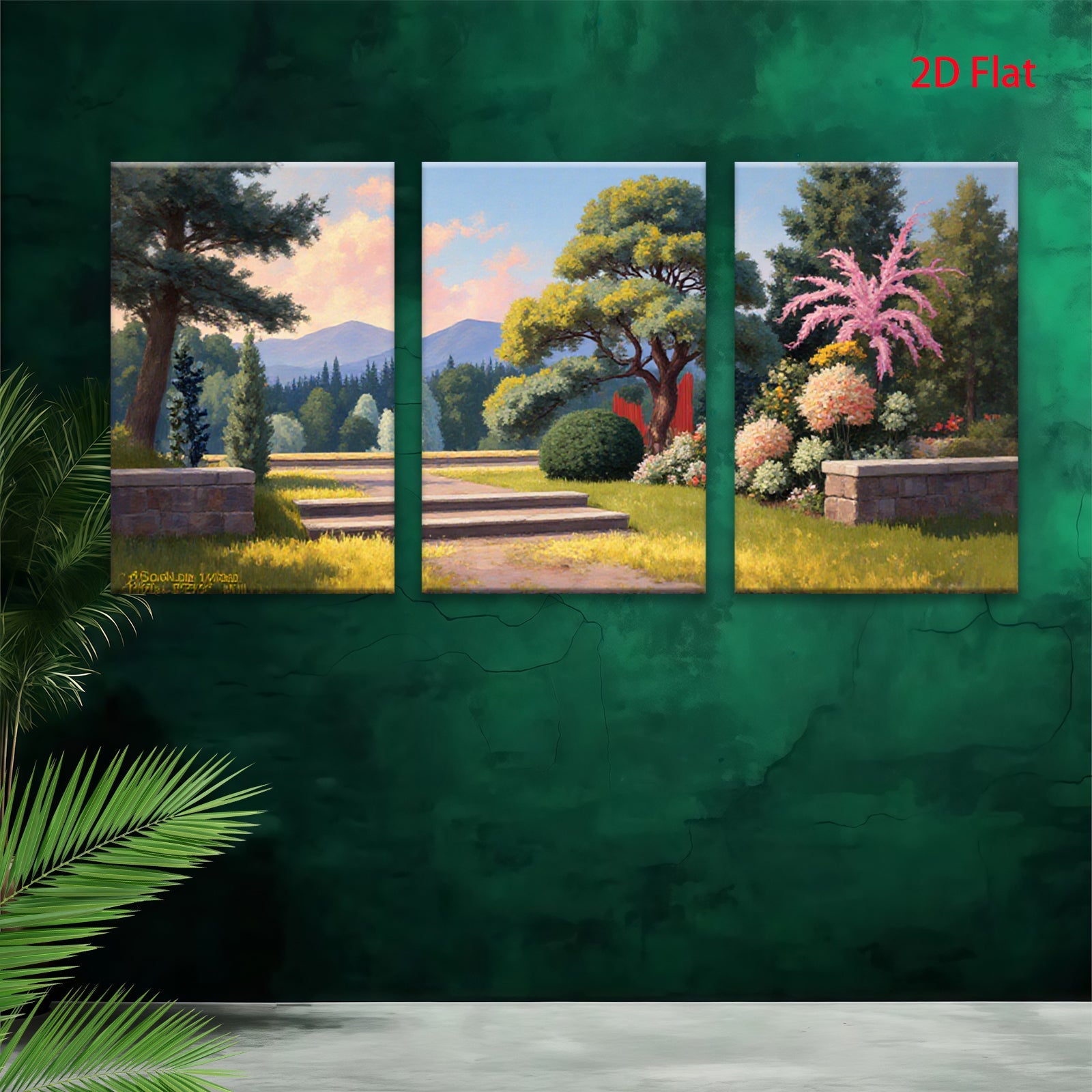 2D flat 1pc Garden Pathway Sunshine Landscape Wall Art Prints Home Decor Living Room Bedroom Office Modern Farmhouse Style Canvas Pictures