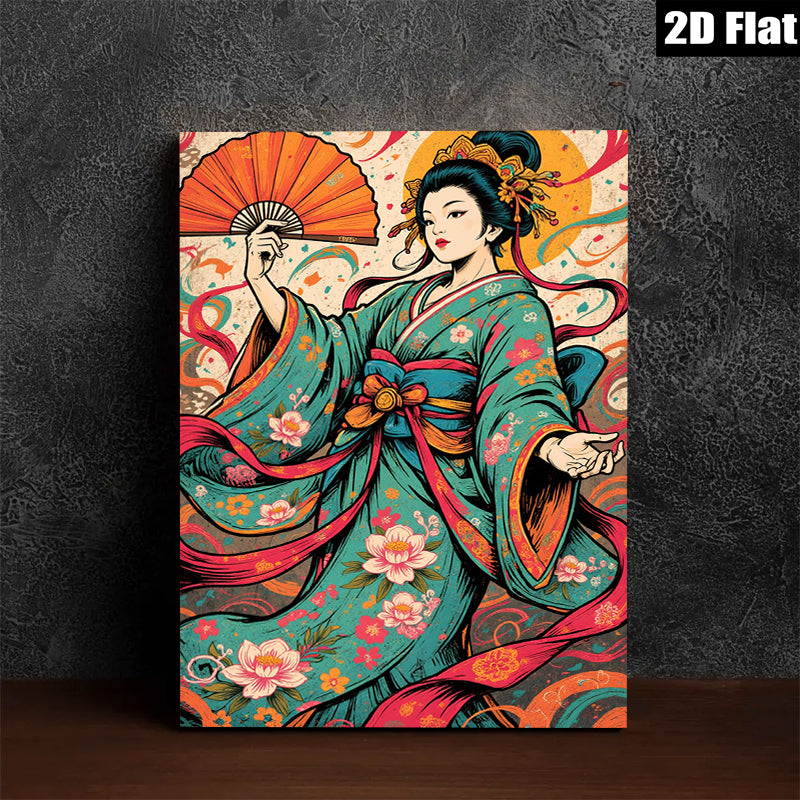 2D flat 1pc Geisha Lady Portrait Wall Art Decor Japanese Kimono Painting Canvas Prints for Living Room Bedroom Office Home Decor Farmhouse Style Modern Artwork
