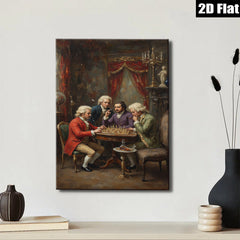 2D flat 1pc Gentlemanly Chess Game Portrait Wall Art Decor Living Room Bedroom Gallery Wrapped Canvas Prints Modern Farmhouse Style