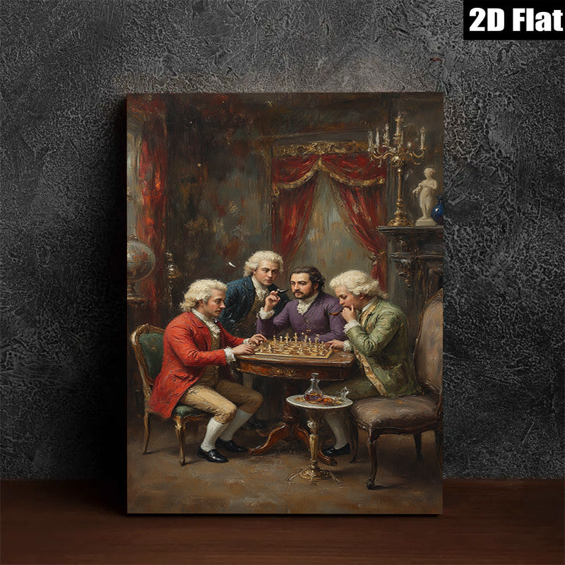 2D flat 1pc Gentlemanly Chess Game Portrait Wall Art Decor Living Room Bedroom Gallery Wrapped Canvas Prints Modern Farmhouse Style