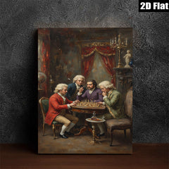2D flat 1pc Gentlemanly Chess Game Portrait Wall Art Decor Living Room Bedroom Gallery Wrapped Canvas Prints Modern Farmhouse Style