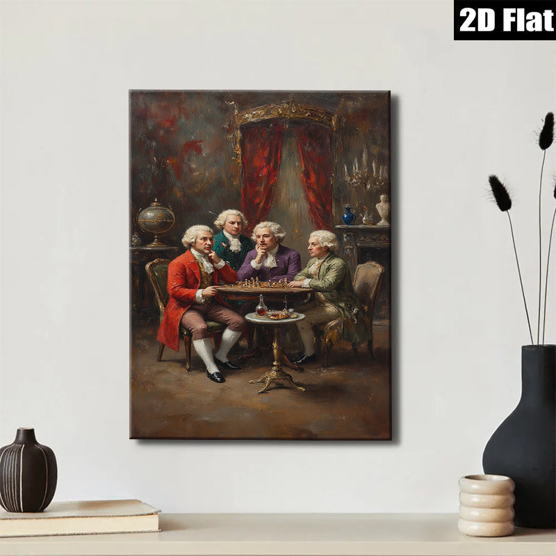 2D flat 1pc Gentlemanly Chess Game Portrait Wall Art Living Room Bedroom Home Decor Gallery Wrapped Canvas Prints Modern Farmhouse Style