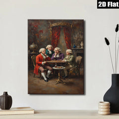 2D flat 1pc Gentlemanly Chess Game Portrait Wall Art Living Room Bedroom Home Decor Gallery Wrapped Canvas Prints Modern Farmhouse Style