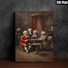 2D flat 1pc Gentlemanly Chess Game Portrait Wall Art Living Room Bedroom Home Decor Gallery Wrapped Canvas Prints Modern Farmhouse Style