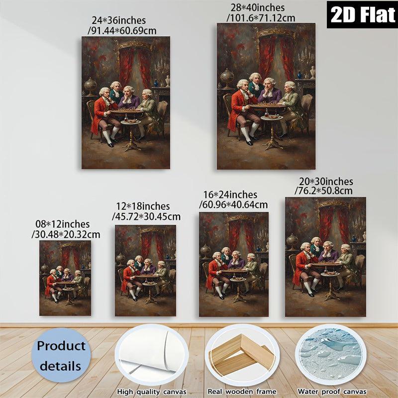 2D flat 1pc Gentlemanly Chess Game Portrait Wall Art Living Room Bedroom Home Decor Gallery Wrapped Canvas Prints Modern Farmhouse Style