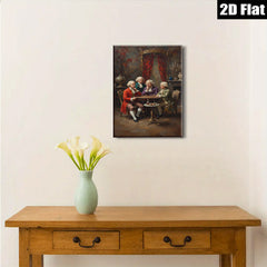 2D flat 1pc Gentlemanly Chess Game Portrait Wall Art Living Room Bedroom Home Decor Gallery Wrapped Canvas Prints Modern Farmhouse Style
