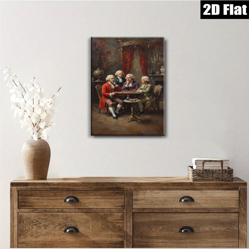2D flat 1pc Gentlemanly Chess Game Portrait Wall Art Living Room Bedroom Home Decor Gallery Wrapped Canvas Prints Modern Farmhouse Style