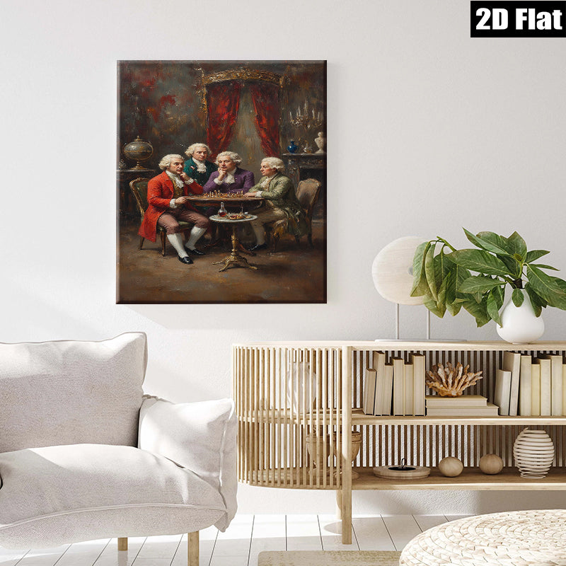 2D flat 1pc Gentlemanly Chess Game Portrait Wall Art Living Room Bedroom Home Decor Gallery Wrapped Canvas Prints Modern Farmhouse Style