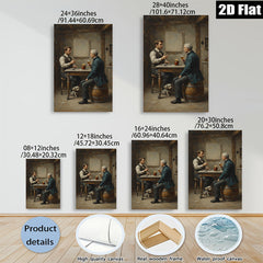2D flat 1pc Gentlemanly Conversation over Drinks Rustic Tavern Scene Wall Decor for Living Room Bedroom Bar Modern Farmhouse Style Canvas Prints Ready to Hang