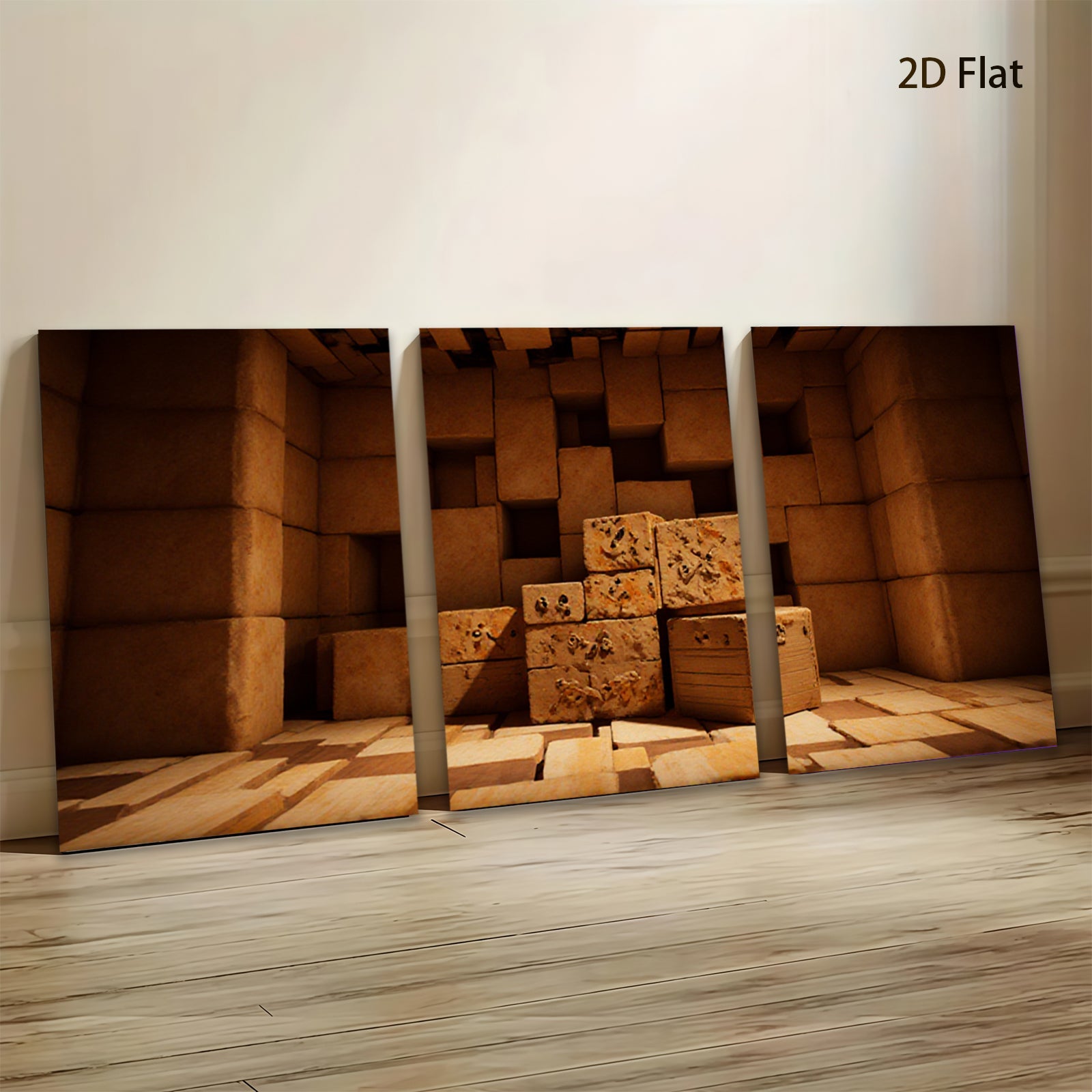 2D flat 1pc Geometric Block Stack Abstract Wall Art Decor for Living Room Bedroom Office Modern Farmhouse Rustic Chic Gallery Wrapped Canvas Print