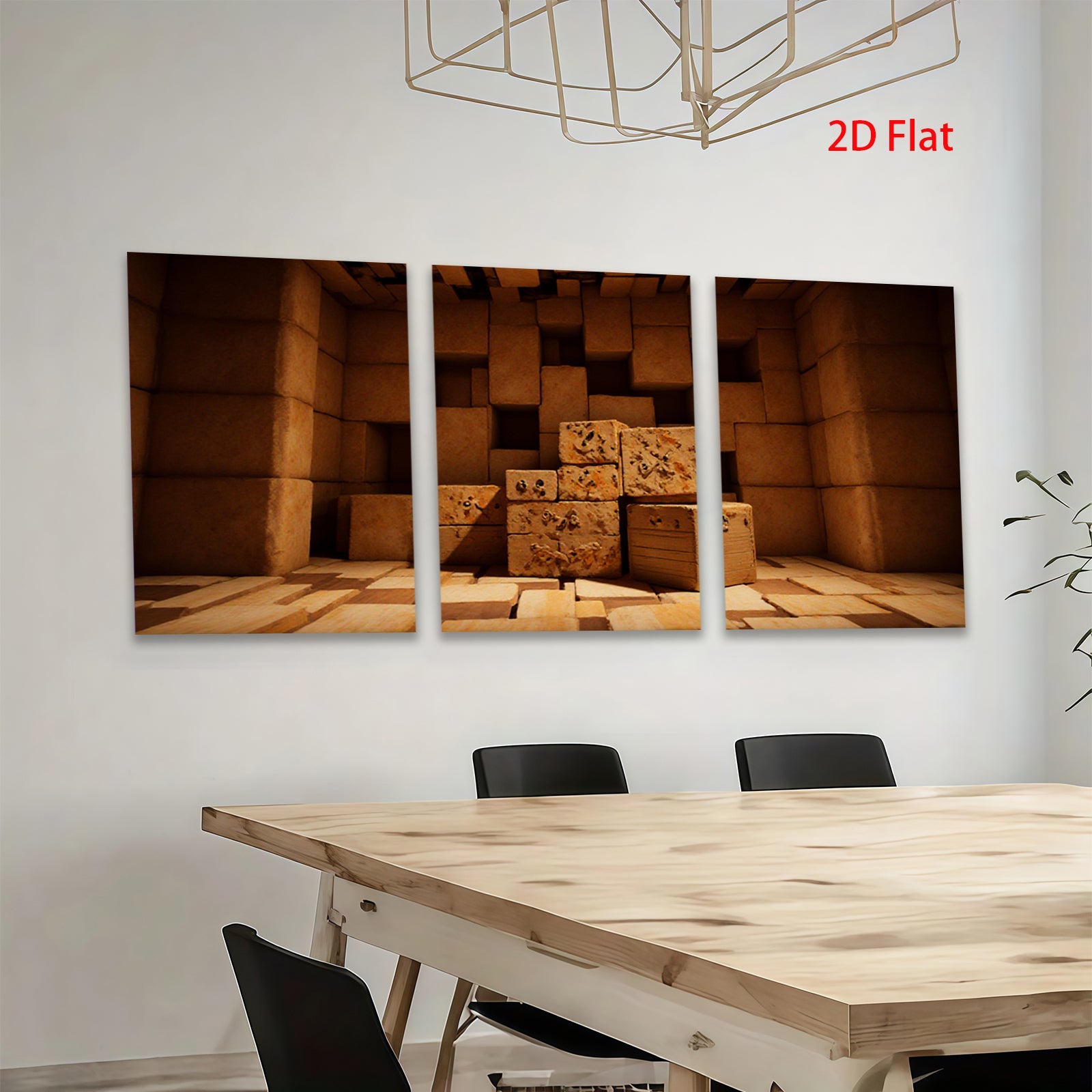 2D flat 1pc Geometric Block Stack Abstract Wall Art Decor for Living Room Bedroom Office Modern Farmhouse Rustic Chic Gallery Wrapped Canvas Print
