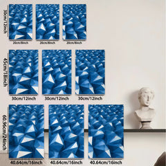2D flat 1pc Geometric Blue Abstract Wall Art Modern Home Decor Living Room Bedroom Canvas Prints Farmhouse Style Gallery Wrapped Ready to Hang