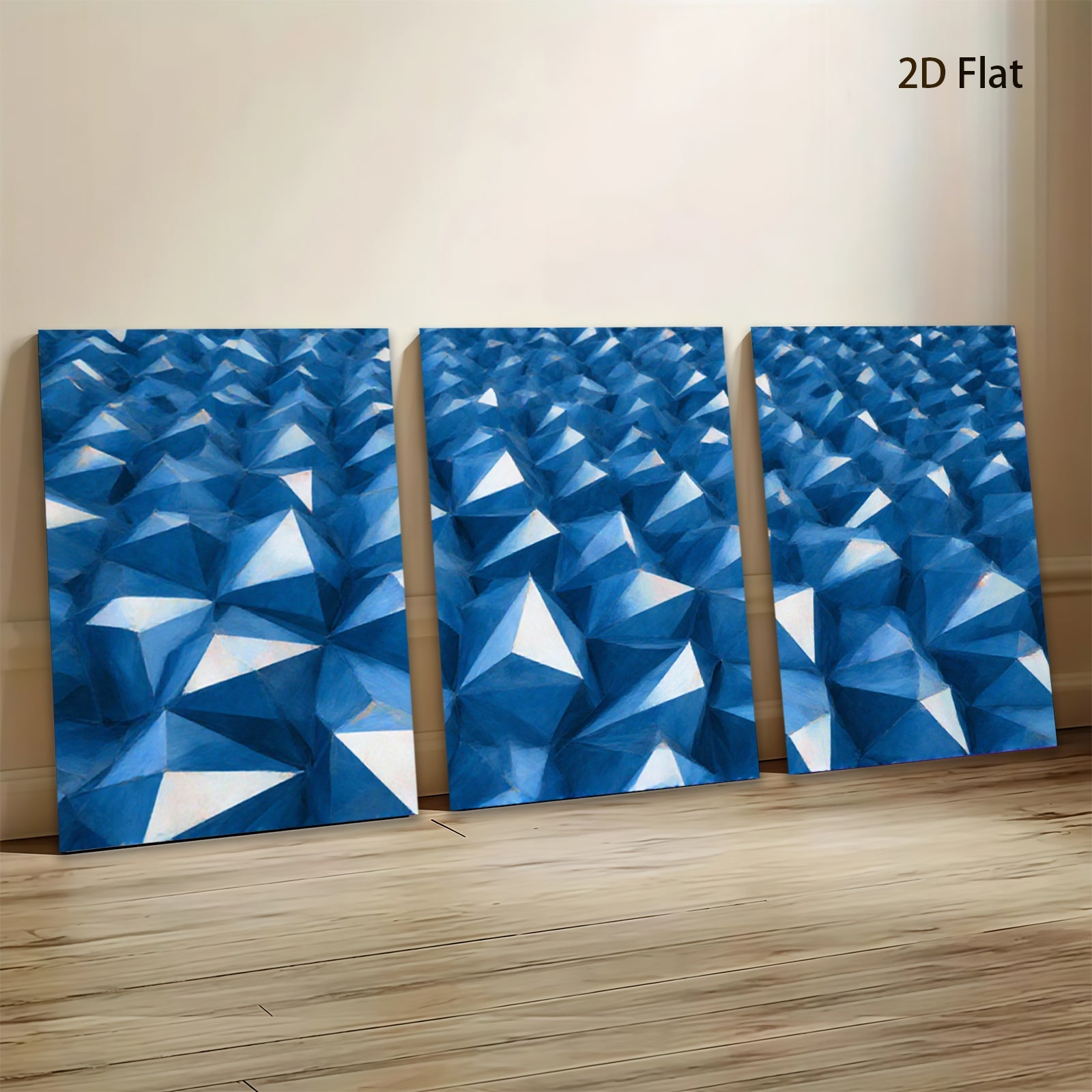 2D flat 1pc Geometric Blue Abstract Wall Art Modern Home Decor Living Room Bedroom Canvas Prints Farmhouse Style Gallery Wrapped Ready to Hang