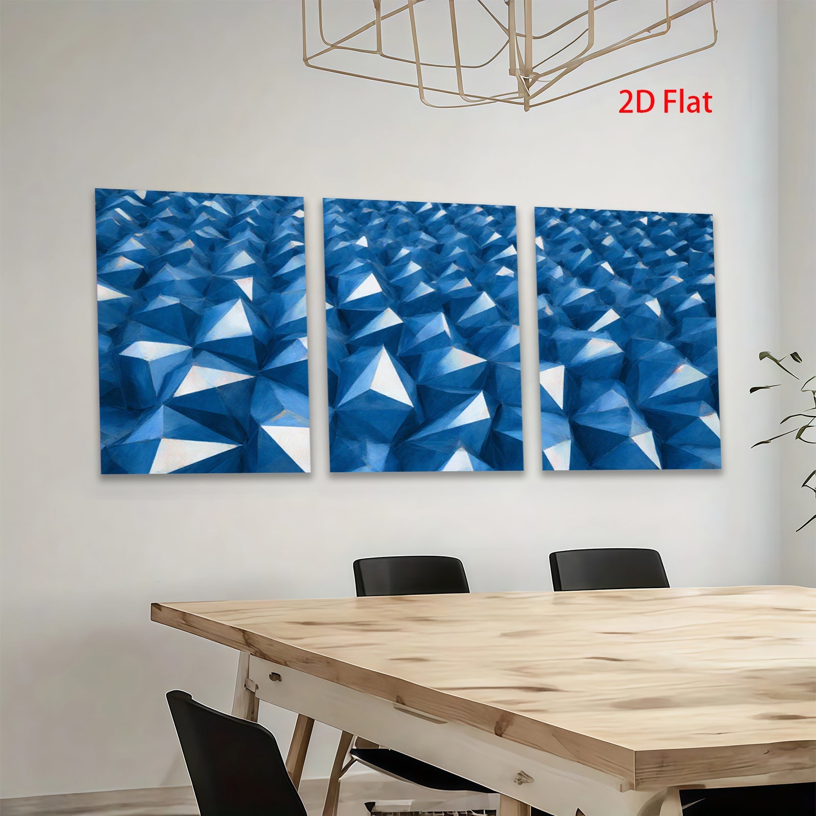 2D flat 1pc Geometric Blue Abstract Wall Art Modern Home Decor Living Room Bedroom Canvas Prints Farmhouse Style Gallery Wrapped Ready to Hang