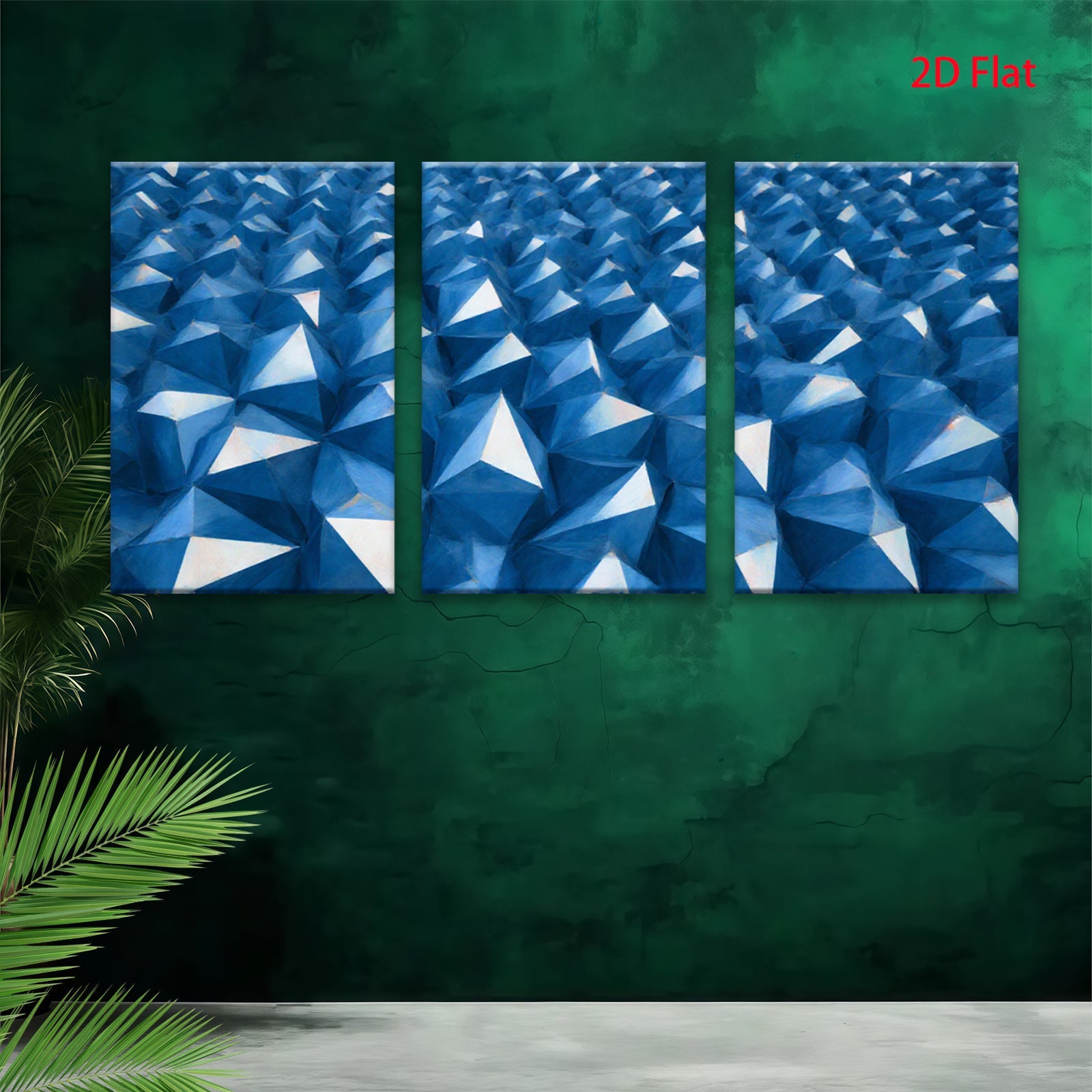 2D flat 1pc Geometric Blue Abstract Wall Art Modern Home Decor Living Room Bedroom Canvas Prints Farmhouse Style Gallery Wrapped Ready to Hang