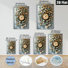2D flat 1pc Ginko Leaf Wall Clock Modern Farmhouse Decor Living Room Bedroom Kitchen Accent Rustic Chic Gallery Wrapped Canvas Prints