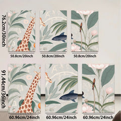 2D flat 1pc Giraffe bloom citrus botanical wall art decor for living room bedroom gallery wrapped canvas print modern farmhouse aesthetic