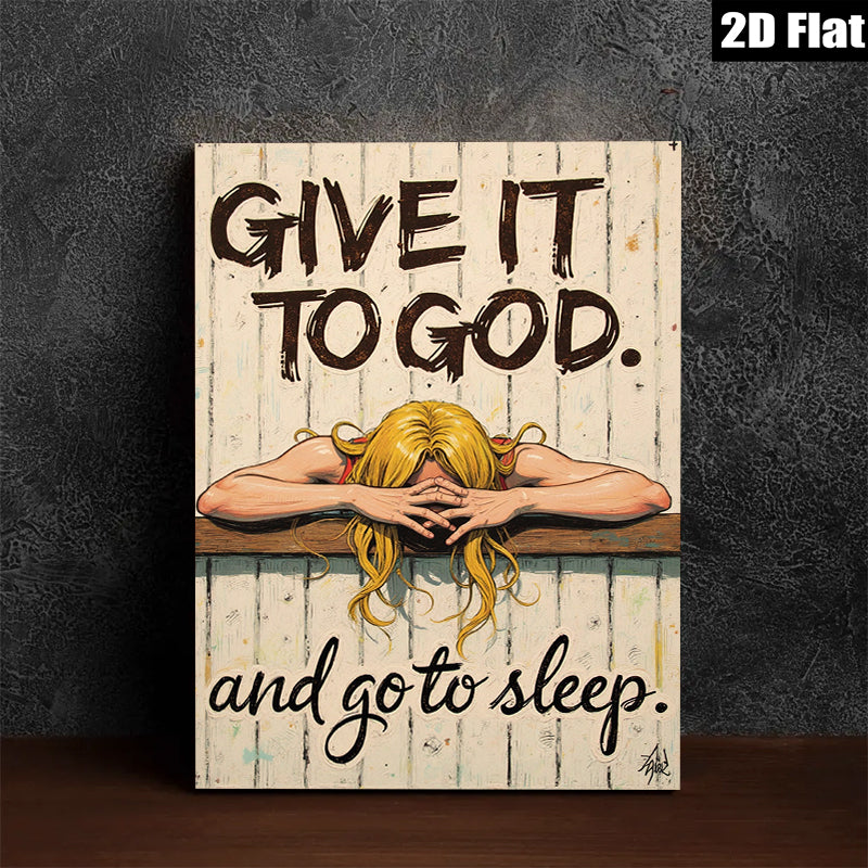 2D flat 1pc Give It To God And Sleep Inspirational Wall Art Canvas Prints for Bedroom Living Room Home Decor Farmhouse Style Gallery Wrapped Ready to Hang