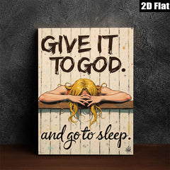 2D flat 1pc Give It To God And Sleep Inspirational Wall Art Canvas Prints for Bedroom Living Room Home Decor Farmhouse Style Gallery Wrapped Ready to Hang
