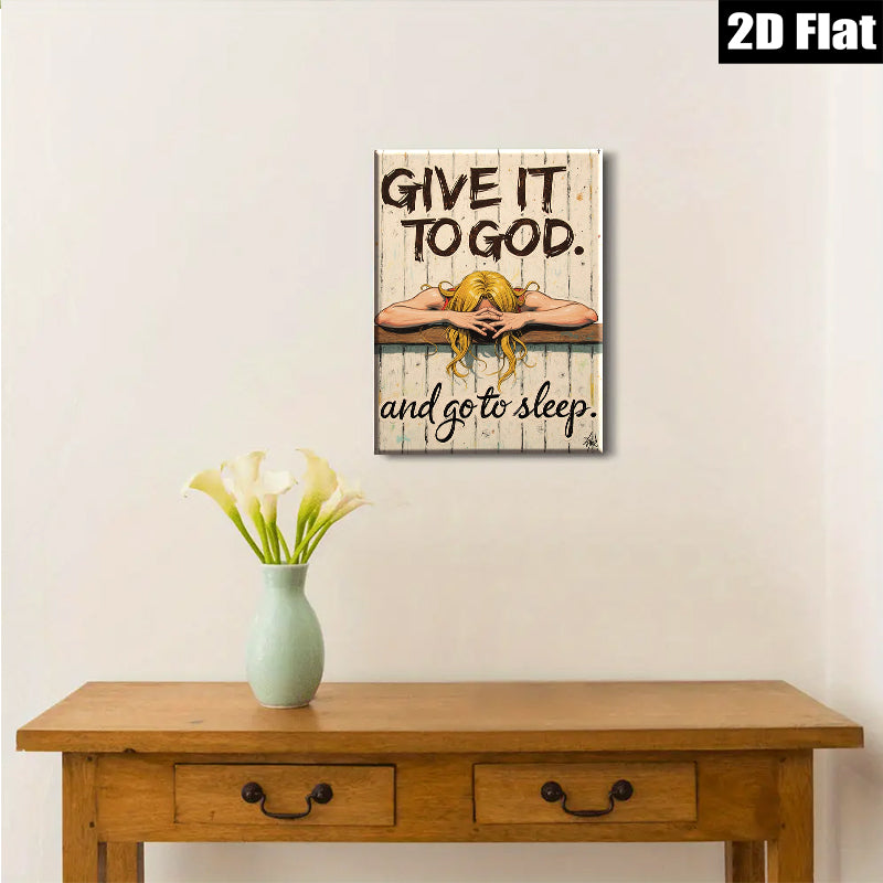 2D flat 1pc Give It To God And Sleep Inspirational Wall Art Canvas Prints for Bedroom Living Room Home Decor Farmhouse Style Gallery Wrapped Ready to Hang