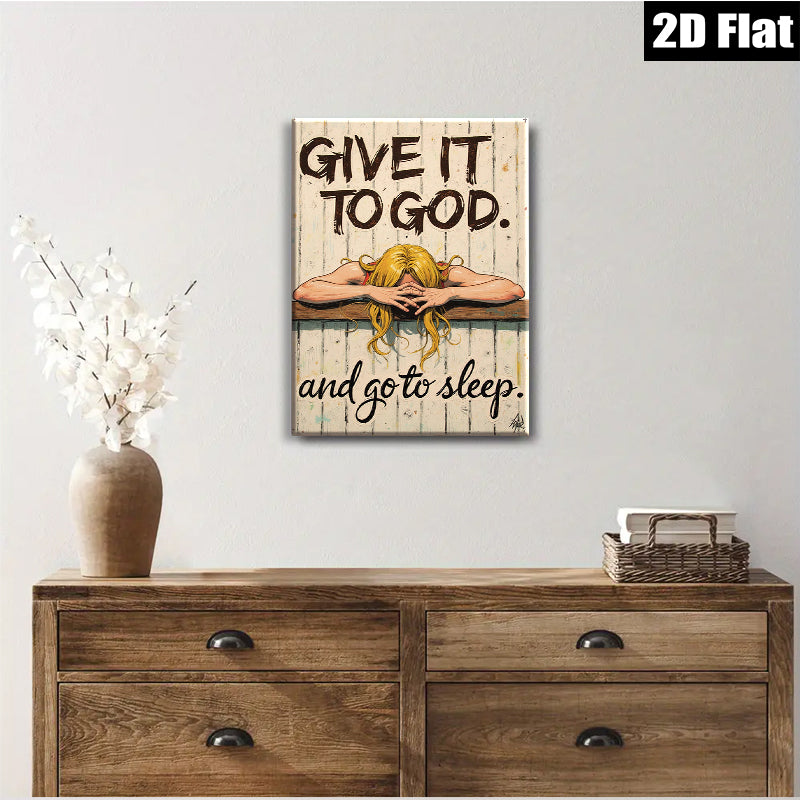 2D flat 1pc Give It To God And Sleep Inspirational Wall Art Canvas Prints for Bedroom Living Room Home Decor Farmhouse Style Gallery Wrapped Ready to Hang