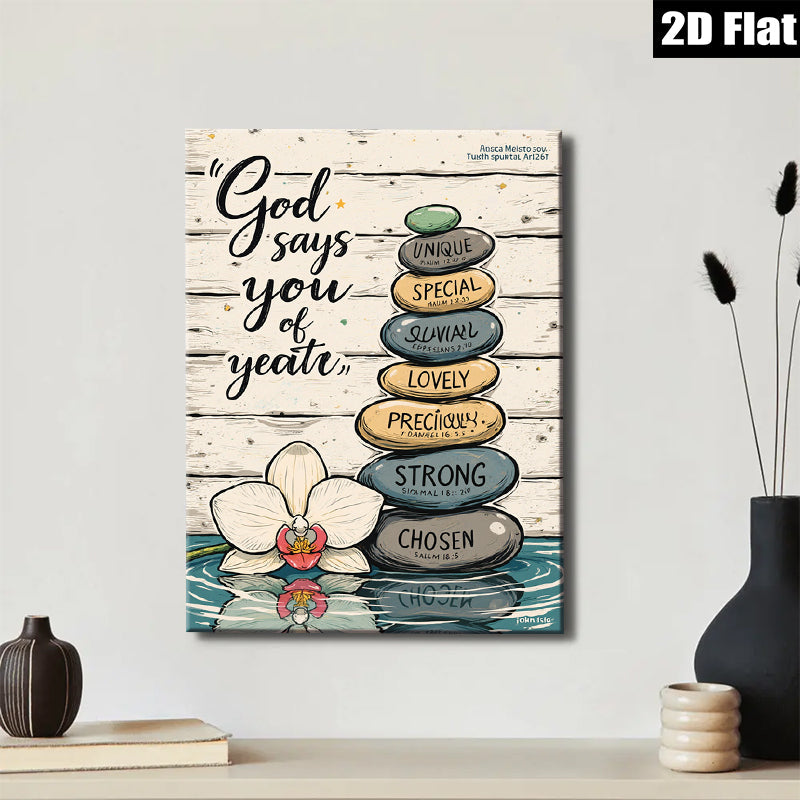 2D flat 1pc God Says You Are Chosen Spiritual Wall Art Canvas Prints For Living Room Bedroom Home Decor Farmhouse Style Inspirational Quotes Modern Aesthetic