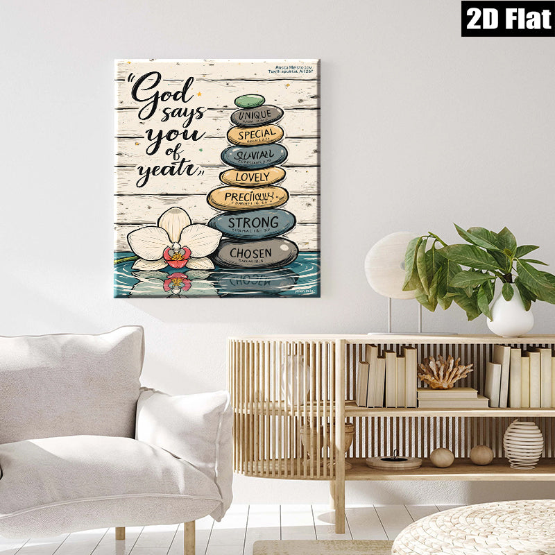 2D flat 1pc God Says You Are Chosen Spiritual Wall Art Canvas Prints For Living Room Bedroom Home Decor Farmhouse Style Inspirational Quotes Modern Aesthetic