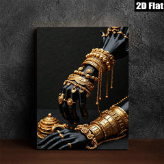 2D flat 1pc Golden Arm Cuffs Dramatic Wall Art Living Room Bedroom Gallery Wrapped Canvas Modern Farmhouse Style Coastal Decor