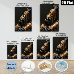 2D flat 1pc Golden Arm Cuffs Dramatic Wall Art Living Room Bedroom Gallery Wrapped Canvas Modern Farmhouse Style Coastal Decor