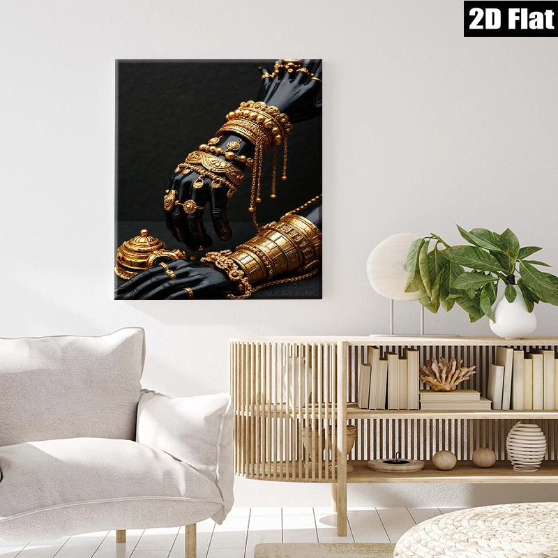 2D flat 1pc Golden Arm Cuffs Dramatic Wall Art Living Room Bedroom Gallery Wrapped Canvas Modern Farmhouse Style Coastal Decor