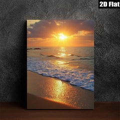 2D flat 1pc Golden Beach Sunset Coastal Wall Art Living Room Bedroom Decor Farmhouse Style Gallery Wrapped Canvas Prints Ready to Hang Modern Home Decorations