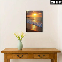 2D flat 1pc Golden Beach Sunset Coastal Wall Art Living Room Bedroom Decor Farmhouse Style Gallery Wrapped Canvas Prints Ready to Hang Modern Home Decorations