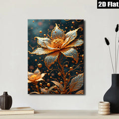 2D flat 1pc Golden Bloom Botanical Wall Art Decor Living Room Bedroom Office Gallery Wrapped Canvas Prints Modern Farmhouse Aesthetic Home D��cor Cozy Vibes