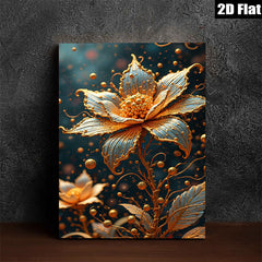 2D flat 1pc Golden Bloom Botanical Wall Art Decor Living Room Bedroom Office Gallery Wrapped Canvas Prints Modern Farmhouse Aesthetic Home D��cor Cozy Vibes