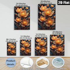 2D flat 1pc Golden Bloom Floral Art Canvas Wall Decor Living Room Bedroom Modern Farmhouse Style Gallery Wrapped Ready to Hang