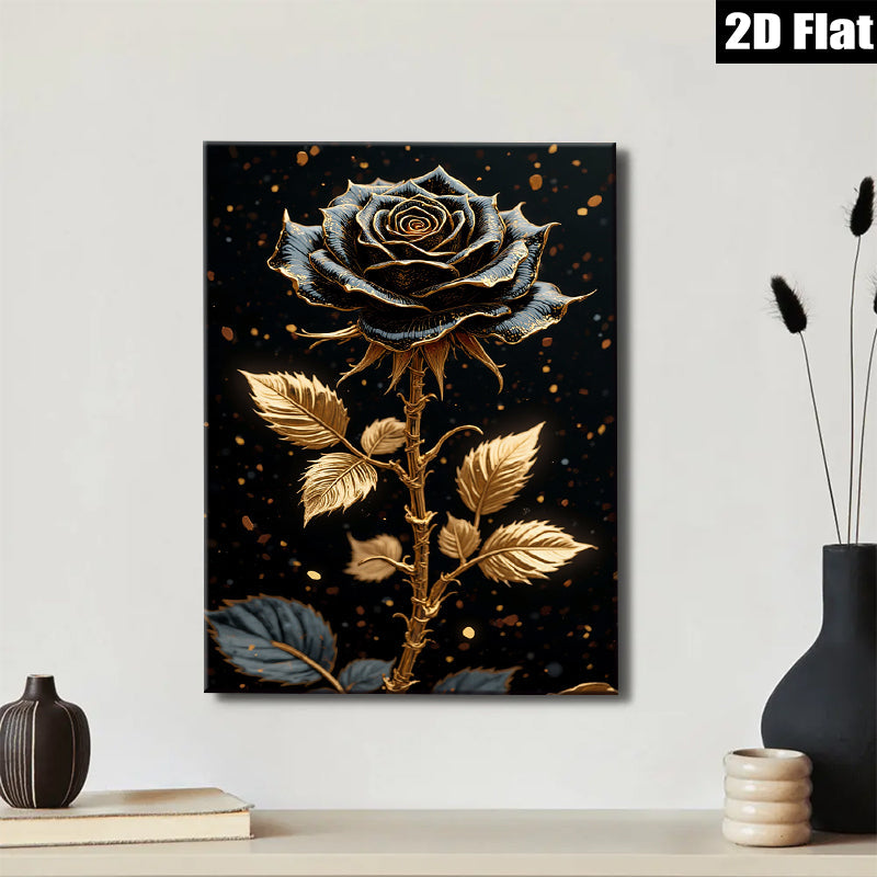 2D flat 1pc Golden Bloom Floral Wall Art Decor Living Room Bedroom Canvas Prints Modern Farmhouse Rustic Chic Gallery Wrapped Home Decorations