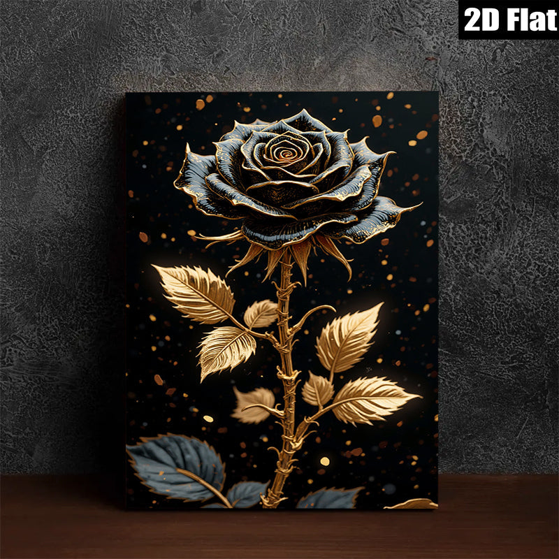 2D flat 1pc Golden Bloom Floral Wall Art Decor Living Room Bedroom Canvas Prints Modern Farmhouse Rustic Chic Gallery Wrapped Home Decorations