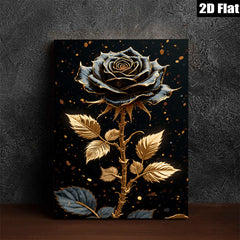 2D flat 1pc Golden Bloom Floral Wall Art Decor Living Room Bedroom Canvas Prints Modern Farmhouse Rustic Chic Gallery Wrapped Home Decorations