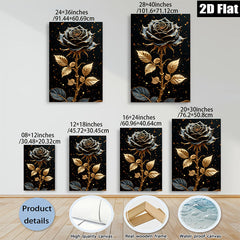 2D flat 1pc Golden Bloom Floral Wall Art Decor Living Room Bedroom Canvas Prints Modern Farmhouse Rustic Chic Gallery Wrapped Home Decorations