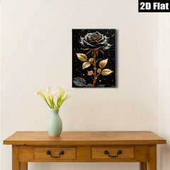2D flat 1pc Golden Bloom Floral Wall Art Decor Living Room Bedroom Canvas Prints Modern Farmhouse Rustic Chic Gallery Wrapped Home Decorations