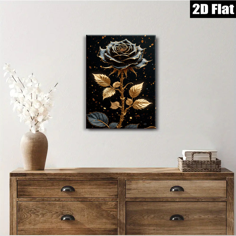 2D flat 1pc Golden Bloom Floral Wall Art Decor Living Room Bedroom Canvas Prints Modern Farmhouse Rustic Chic Gallery Wrapped Home Decorations