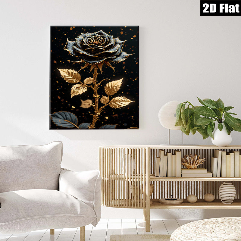 2D flat 1pc Golden Bloom Floral Wall Art Decor Living Room Bedroom Canvas Prints Modern Farmhouse Rustic Chic Gallery Wrapped Home Decorations