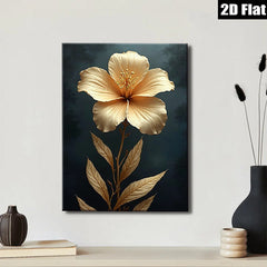 2D flat 1pc Golden Botanical Bloom Floral Wall Art Decor Living Room Bedroom Modern Farmhouse Gallery Wrapped Canvas Prints Cozy Home D��cor