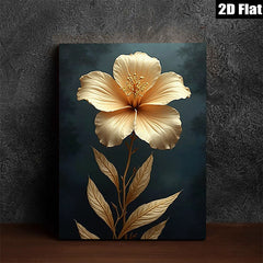 2D flat 1pc Golden Botanical Bloom Floral Wall Art Decor Living Room Bedroom Modern Farmhouse Gallery Wrapped Canvas Prints Cozy Home D��cor
