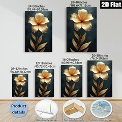 2D flat 1pc Golden Botanical Bloom Floral Wall Art Decor Living Room Bedroom Modern Farmhouse Gallery Wrapped Canvas Prints Cozy Home D��cor